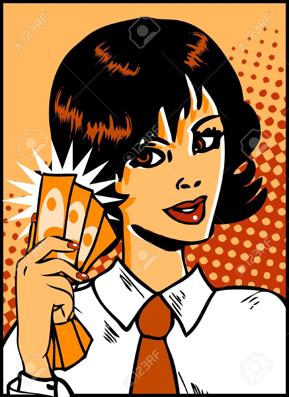 9631866-Pop-Art-Business-Woman-with-money-in-hand-Vintage-Comic-Background-Stock-Vector