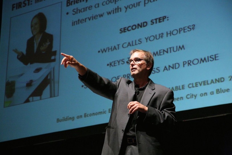 David Cooperrider describes how the Appreciative Inquiry Summit—multi-stakeholder planning with a thousand people in the room—brings out the best in human systems: "What we appreciate appreciates—we become what we study—so let's study the concept of full spectrum flourishing."