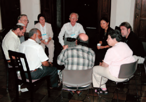 Jim Kenney (3 o'clock) with members of the Peace Council, Hyun-Kyung Chung (1 o'clock) and Mairead Maguire (Northern Ireland Nobel Laureate at 11 o'clock).