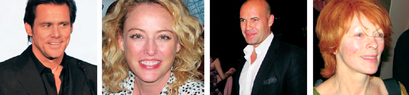 from left, Actor and GATE co-host Jim Carrey, Oscar-nominated actress Virginia Madsen, Actor Billy Zane, Actress Frances Fisher